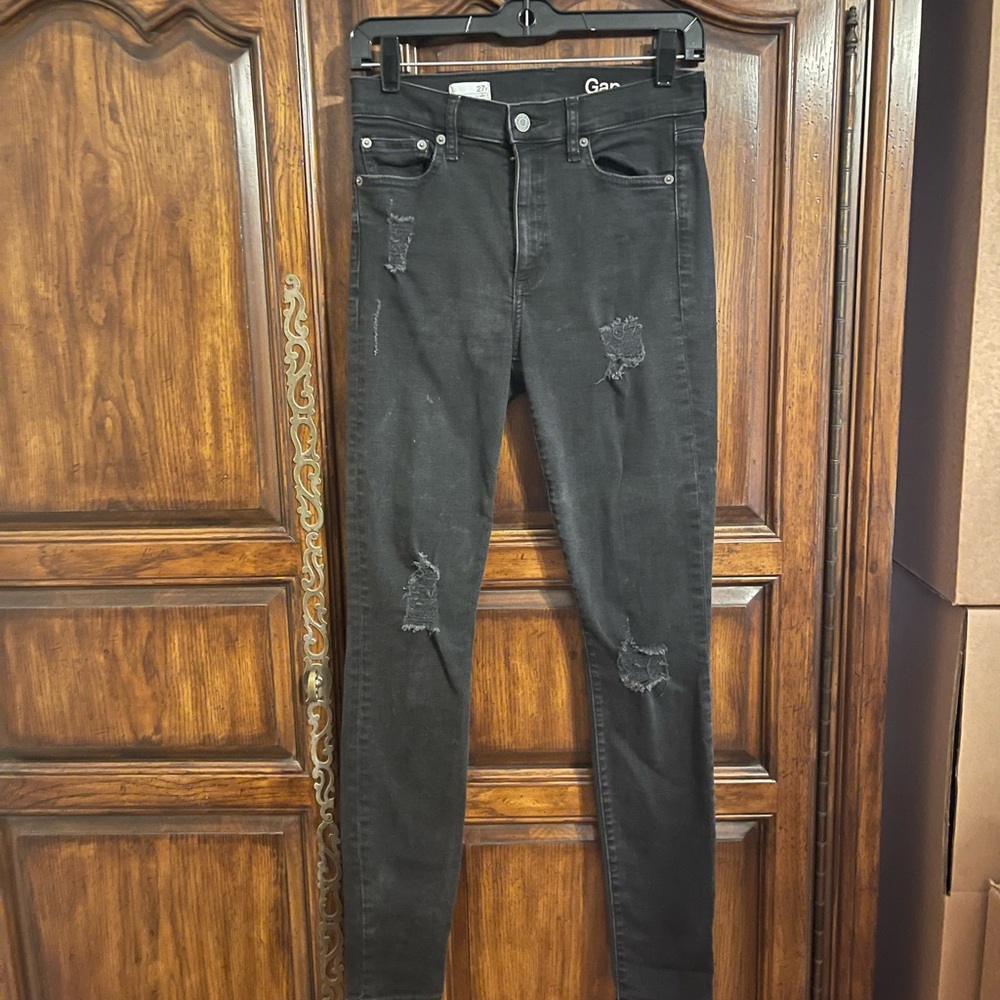 GAP Charcoal/Black High Rise Skinny Jeans 27R